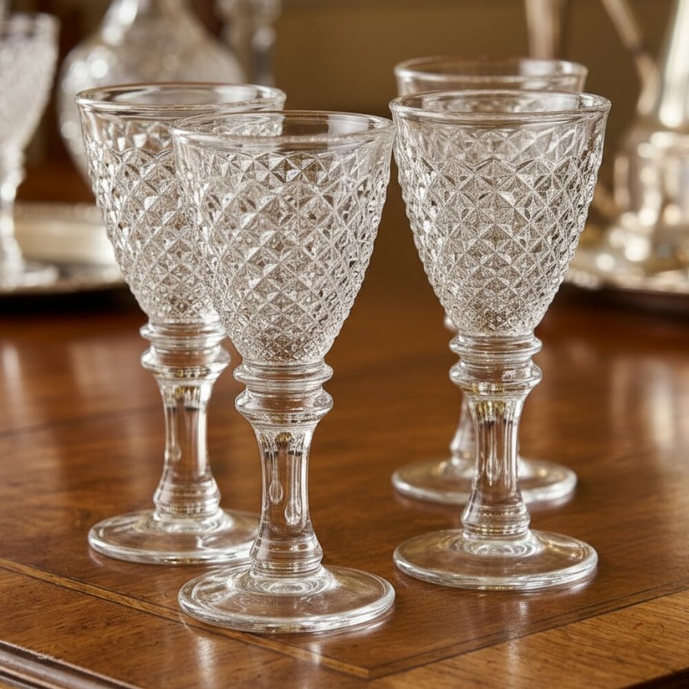 4 Cordial Glass English Hobnail Clear (Round Base) by Westmoreland